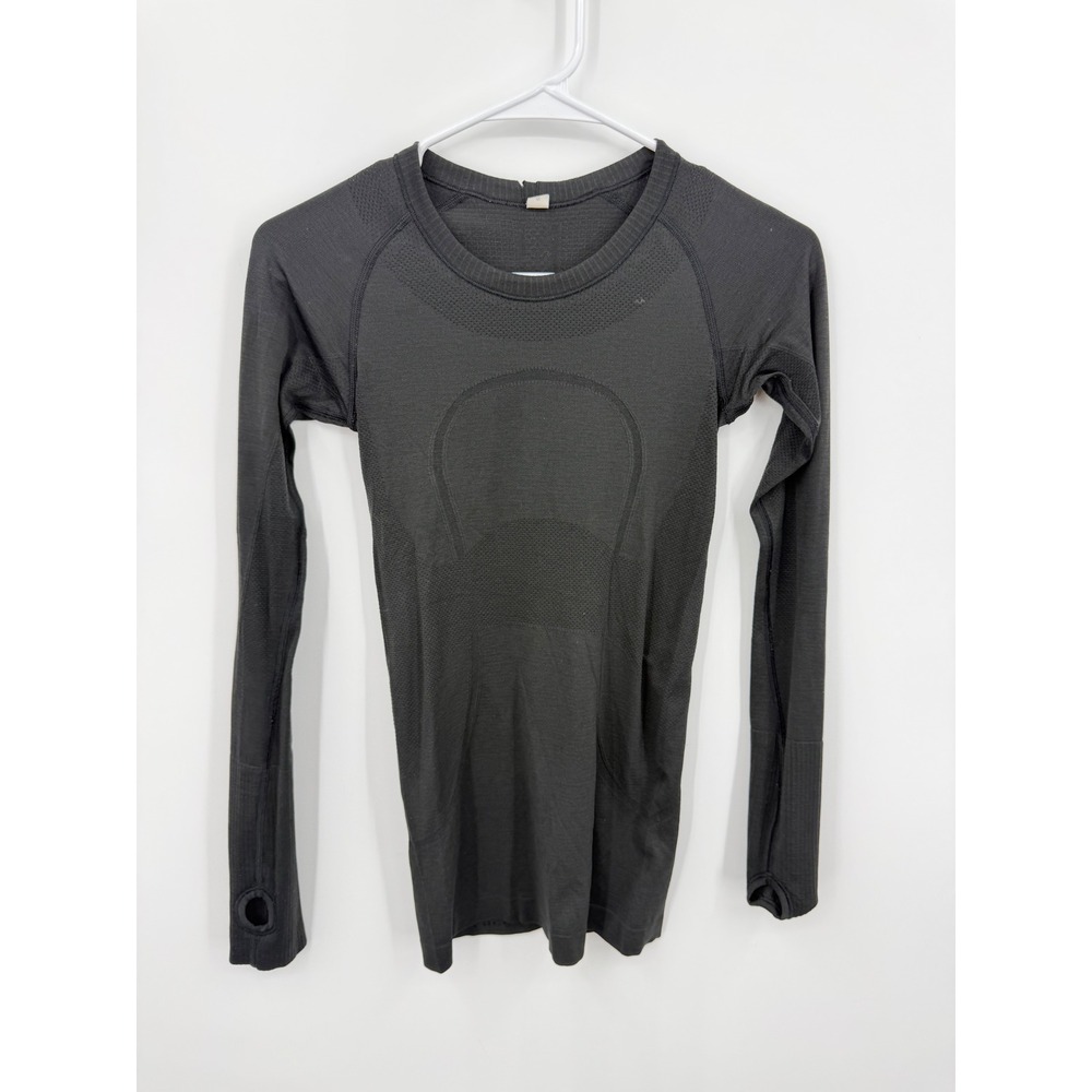 Lululemon Swiftly Tech Long Sleeve Shirt Womens 2‎ Black Athletic Running Snag